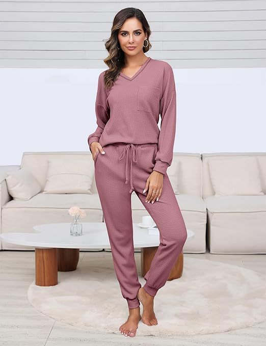 Ensemble de pyjama gaufré col V