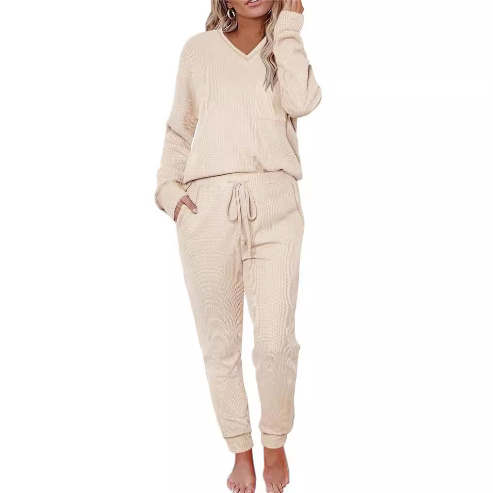 Ensemble de pyjama gaufré col V