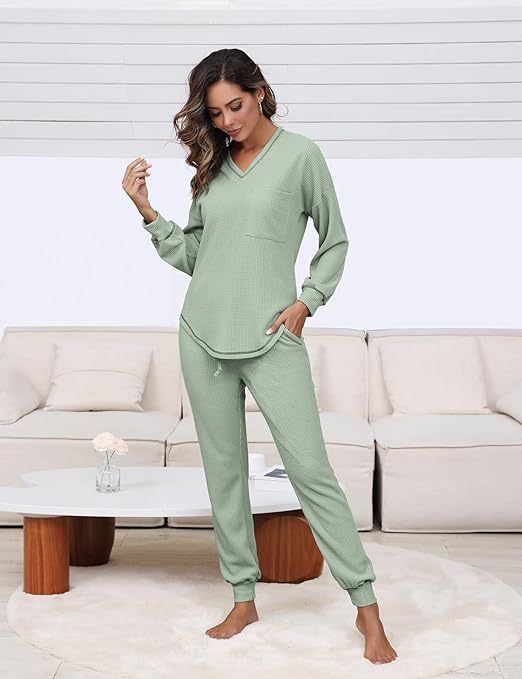 Ensemble de pyjama gaufré col V