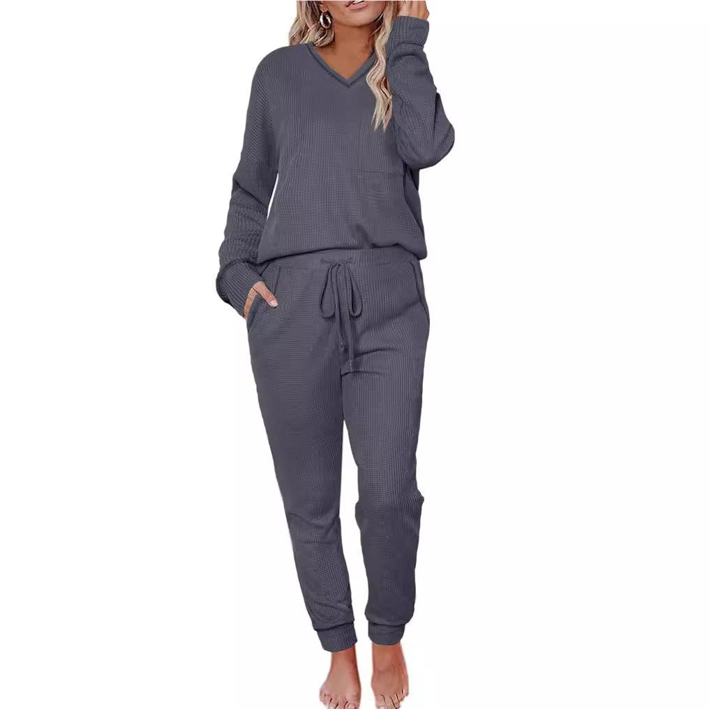 Ensemble de pyjama gaufré col V