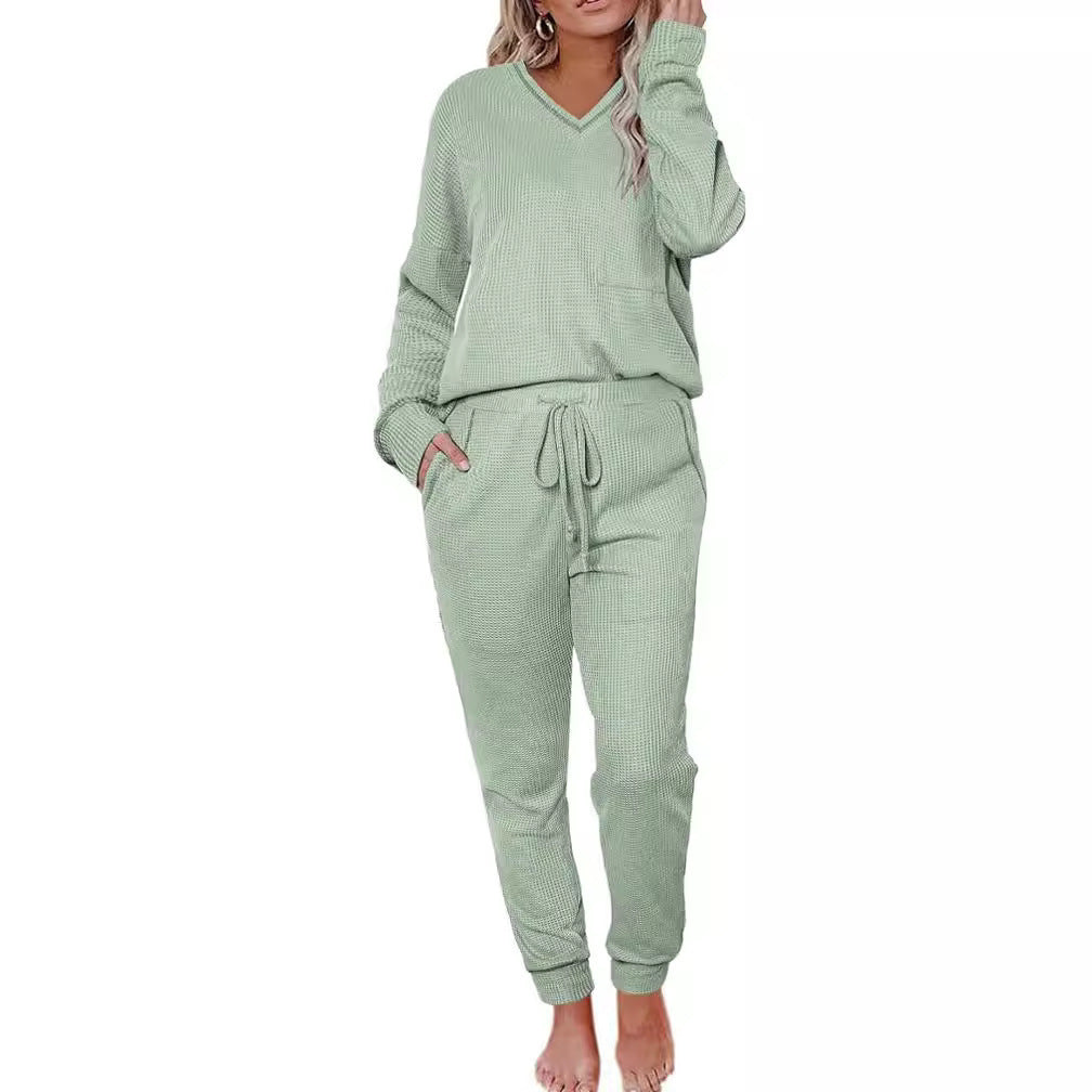 Ensemble de pyjama gaufré col V
