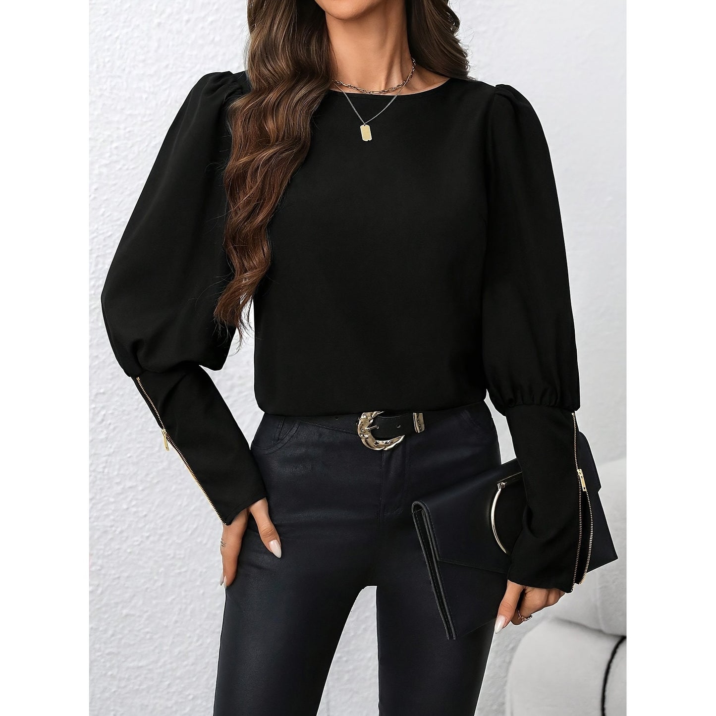 Top Zippé à Col Polo