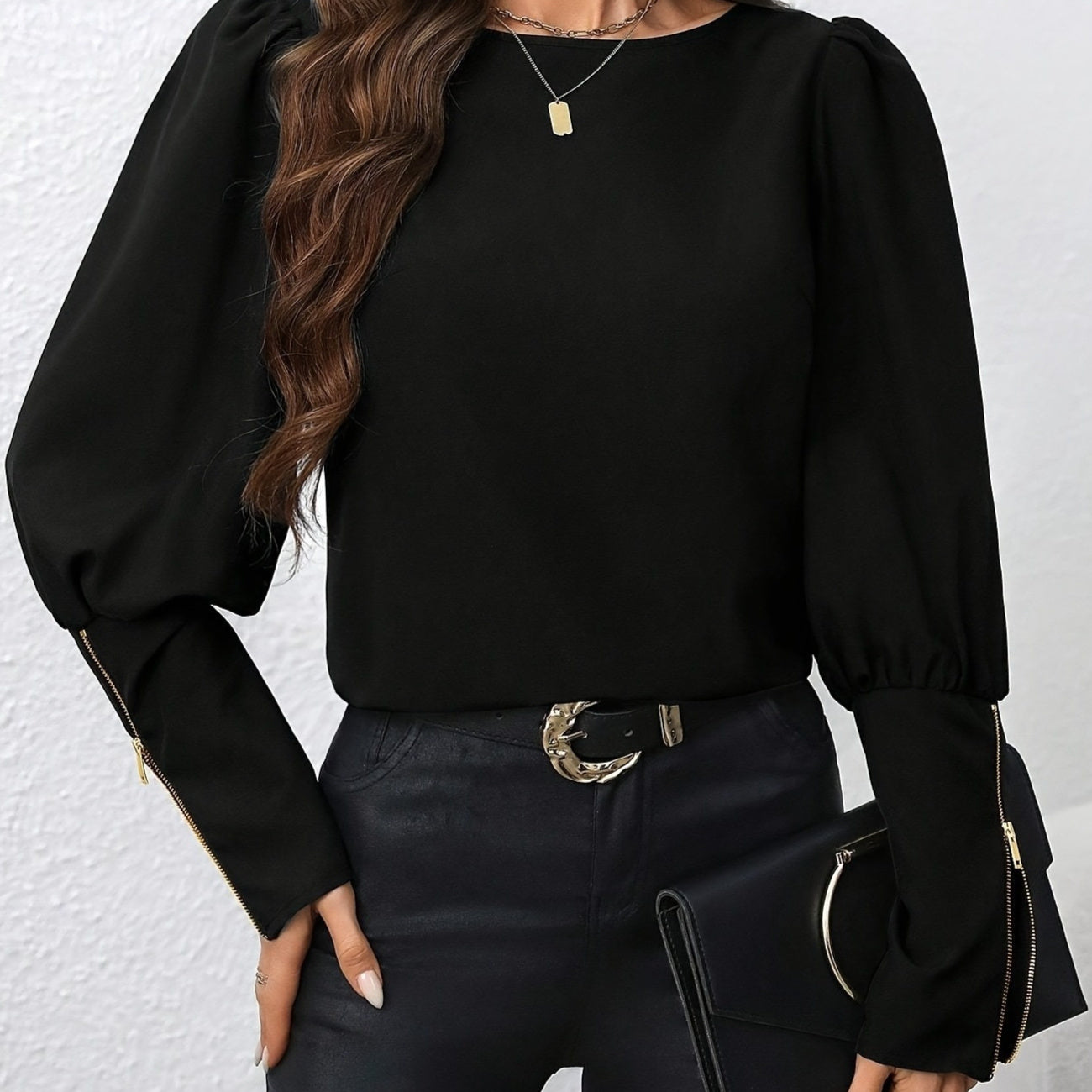 Top Zippé à Col Polo